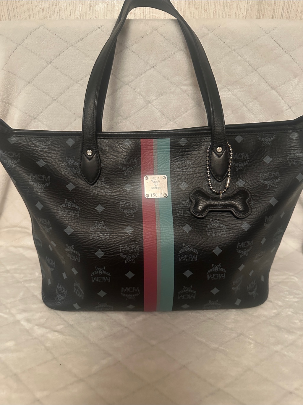 Mcm Visetos Black Leather Tote